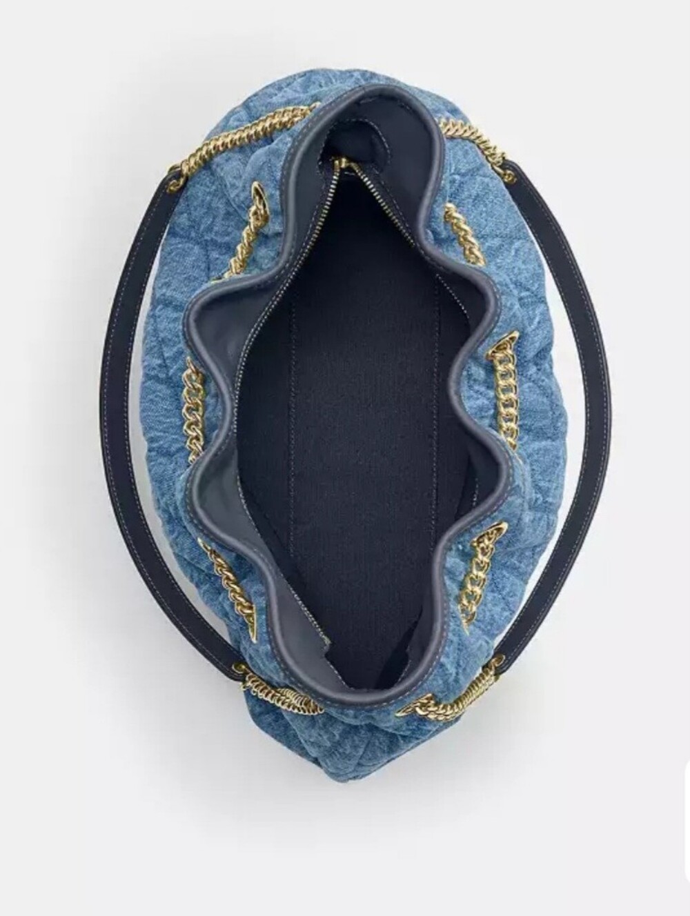 Coach Evelyn Shoulder BagIn Regenerative Cotton With Quilting Blue Denim Rare!! - Picture 3 of 7